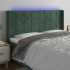 Cabecero con LED de terciopelo verde oscuro 183x16x118/128