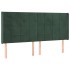 Cabecero con LED de terciopelo verde oscuro 183x16x118/128