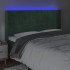 Cabecero con LED de terciopelo verde oscuro 183x16x118/128