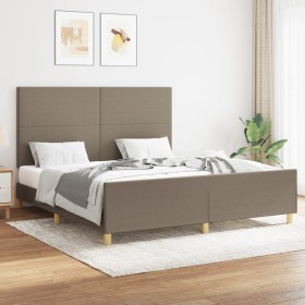 Cama sin colchón tela gris taupe 160x200