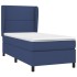 Cama box spring con colchón tela azul 80x200