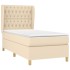Cama box spring con colchón tela color crema 90x200