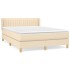 Cama box spring con colchón tela color crema 140x190