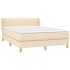 Cama box spring con colchón tela color crema 140x190