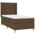 Cama box spring con colchón tela marrón oscuro 80x200