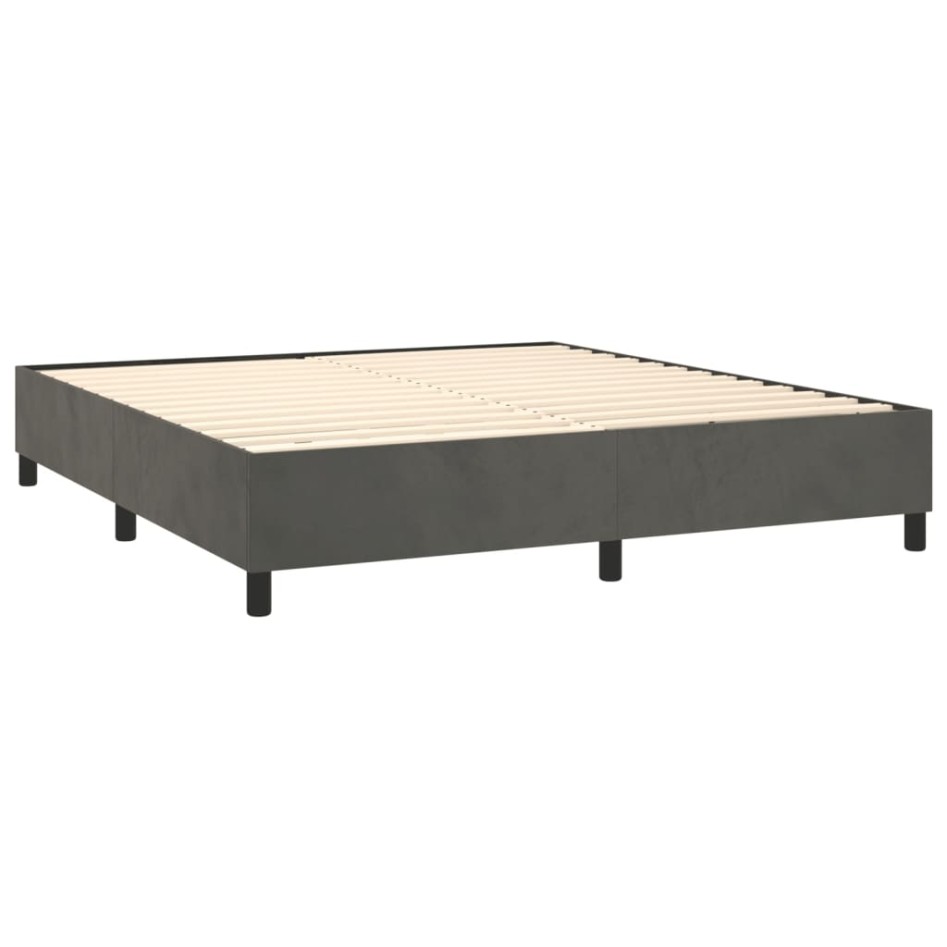 Cama box spring con colchón terciopelo gris oscuro 160x200