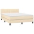 Cama box spring colchón y luces LED tela crema 140x190