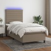 Cama box spring colchón y luces LED gris taupe 80x200 cm