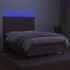 Cama box spring colchón y luces LED tela gris taupe 140x190