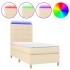 Cama box spring colchón y luces LED tela crema 80x200