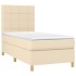 Cama box spring colchón y luces LED tela crema 80x200