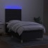 Cama box spring colchón y luces LED tela negro 80x200