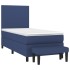 Cama box spring con colchón tela azul 80x200