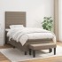 Cama box spring con colchón tela gris taupe 80x200