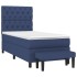 Cama box spring con colchón tela azul 80x200
