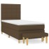 Cama box spring con colchón tela marrón oscuro 80x200