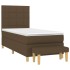 Cama box spring con colchón tela marrón oscuro 80x200