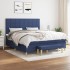 Cama box spring con colchón tela azul 160x200