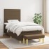 Cama box spring con colchón tela marrón oscuro 80x200
