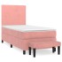 Cama box spring con colchón terciopelo rosa 80x200