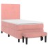 Cama box spring con colchón terciopelo rosa 80x200