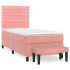Cama box spring con colchón terciopelo rosa 80x200