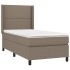 Cama box spring colchón y luces LED gris taupe 80x200