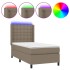 Cama box spring colchón y luces LED gris taupe 80x200