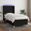 Cama box spring colchón y luces LED tela negro 80x200 cm