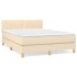 Cama box spring con colchón tela color crema 140x190