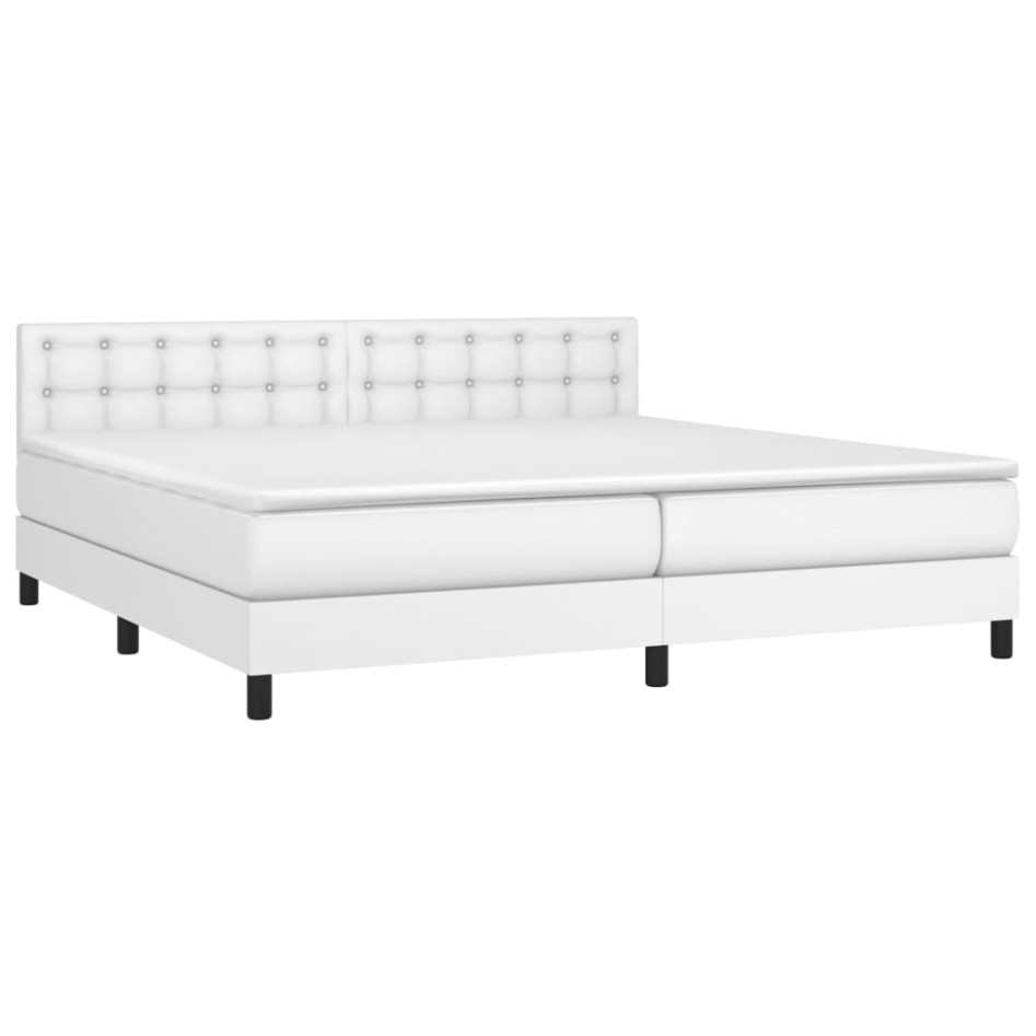 Cama box spring con colchón cuero sintético blanco 200x200