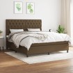 Cama box spring con colchón tela marrón oscuro 160x200 cm