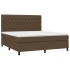 Cama box spring con colchón tela marrón oscuro 160x200