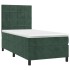 Cama box spring con colchón terciopelo verde oscuro 90x200