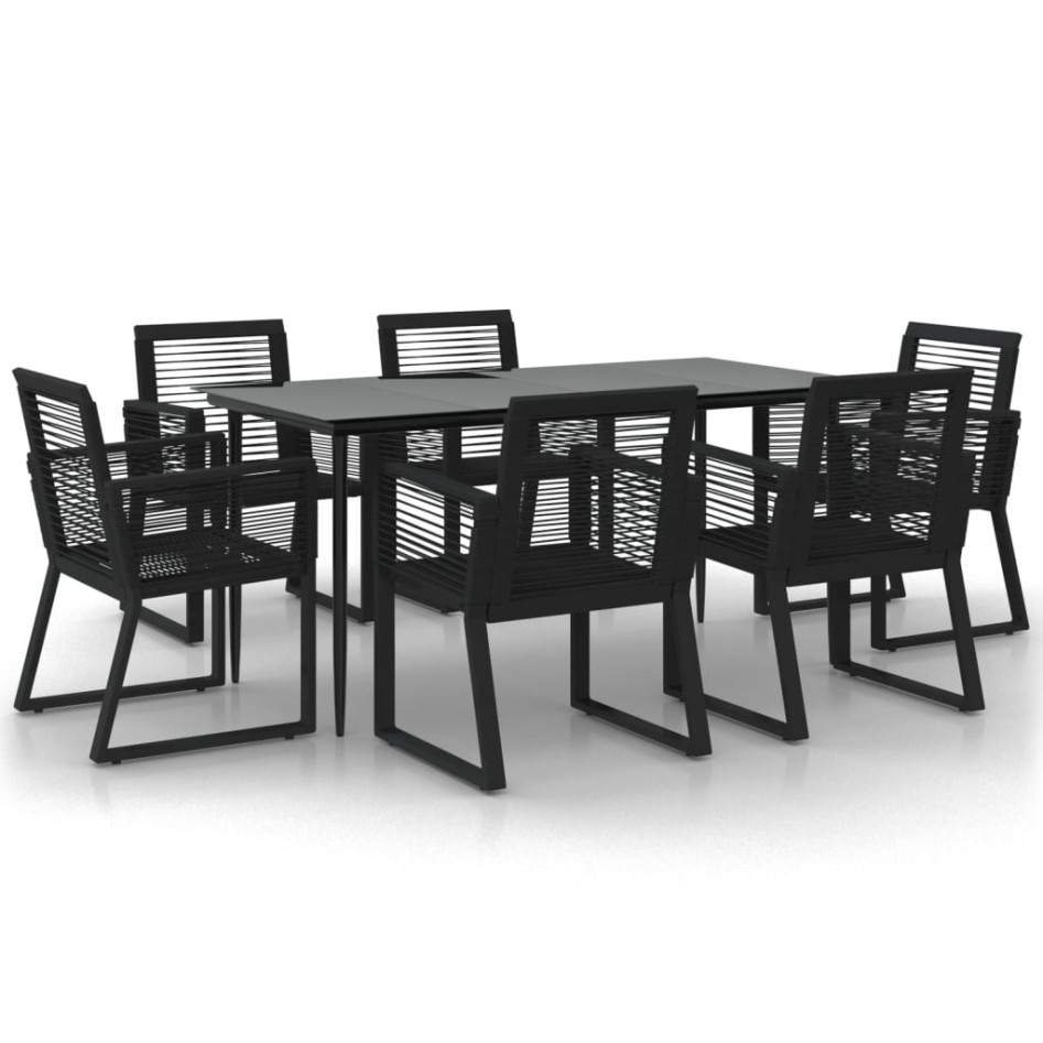 Juego de comedor para jardín 7 piezas ratán PVC