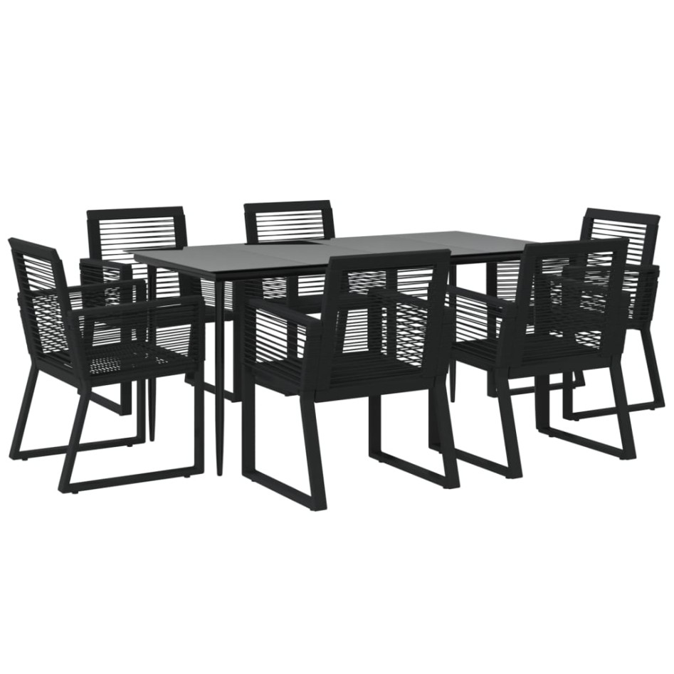 Juego de comedor para jardín 7 piezas ratán PVC