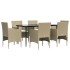 Juego de comedor de jardín 7 piezas con cojines beige y