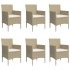 Juego de comedor de jardín 7 piezas con cojines beige y