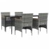 Juego de comedor para jardín 5 piezas con cojines gris y