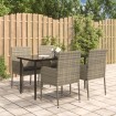 Set comedor jardín 5 pzas y cojines ratán sintético negro gris