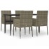 Set comedor jardín 5 pzas y cojines ratán sintético negro