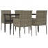 Set comedor jardín 5 pzas y cojines ratán sintético negro