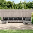 Juego de muebles de jardín 8 piezas con cojines acero blanco