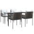 Juego comedor jardín 5 piezas y cojines ratán sintético y
