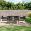 Set comedor jardín 7 pzas y cojines acero ratán sintético negro