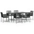 Set comedor jardín 7 pzas y cojines acero ratán sintético