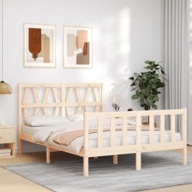 Estructura de cama sin colchón madera maciza de pino 140x190