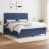 Cama box spring con colchón tela azul 160x200