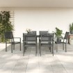 Juego de comedor para jardín 7 piezas acero y textilene negro