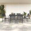 Juego de comedor para jardín 7 piezas acero y textilene negro